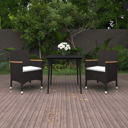 vidaXL Patio Dining Set 5 Piece Black and White/Gray 31.5"/55.1" Table Length