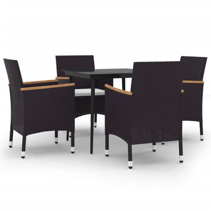 vidaXL Patio Dining Set 5 Piece Black and White/Gray 31.5"/55.1" Table Length