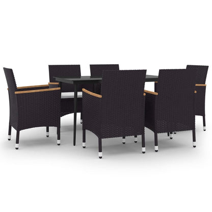 vidaXL Patio Dining Set 5 Piece Black and White/Gray 31.5"/55.1" Table Length