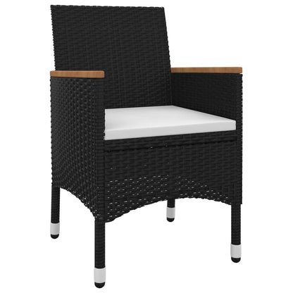 vidaXL Patio Dining Set 5 Piece Black and White/Gray 31.5"/55.1" Table Length