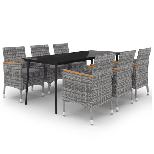 vidaXL Patio Dining Set 5 Piece Black and White/Gray 31.5"/55.1" Table Length