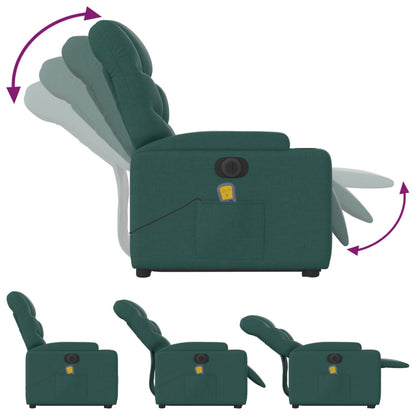 vidaXL Electric Stand up Massage Recliner Chair Dark Green Fabric